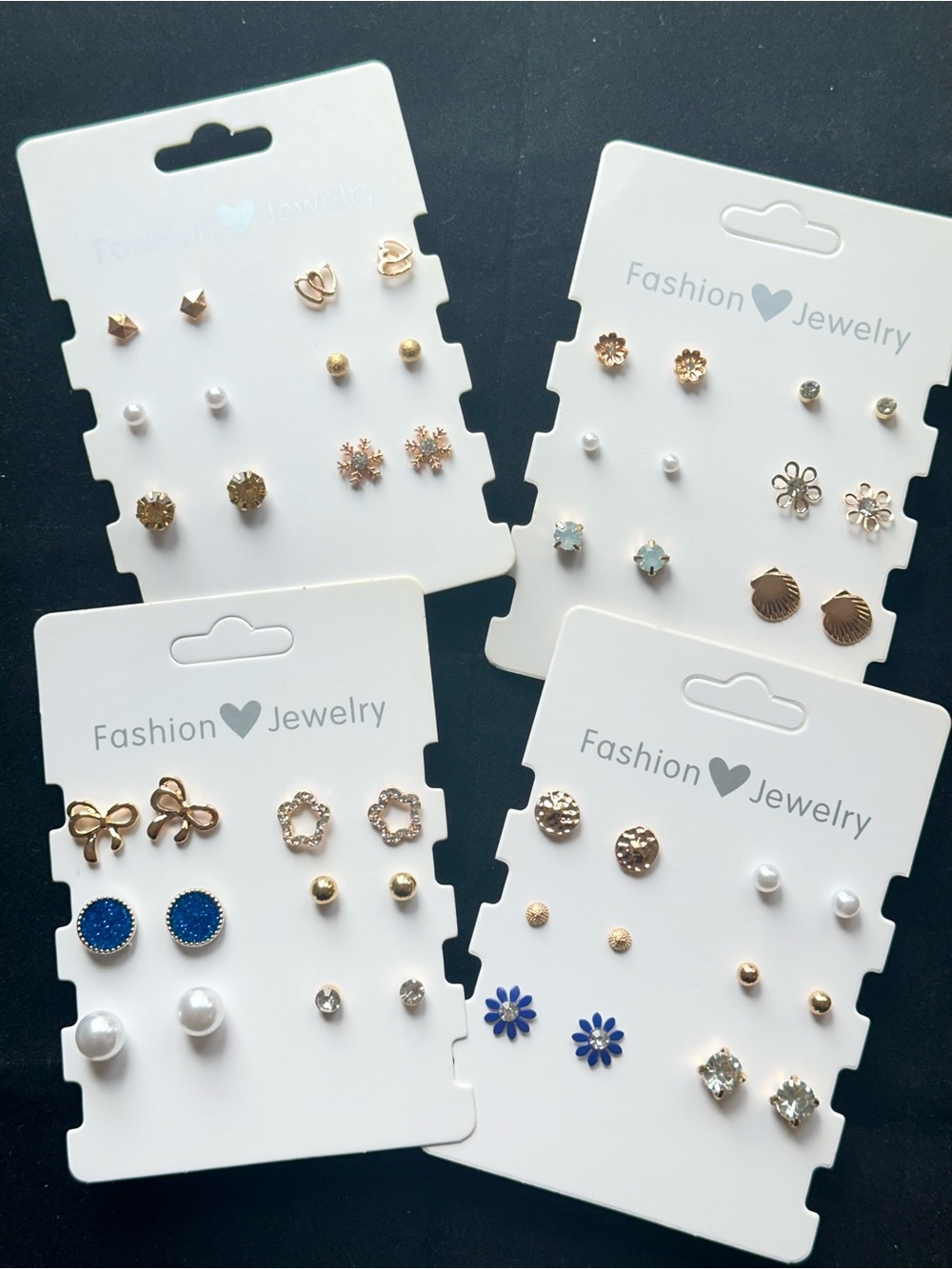Fashion Jewelry Gold and Blue Mixed Earring Set